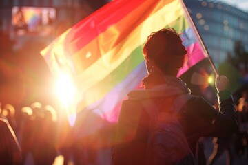 LGBTQ Pride lgbtq+ acceptance. Rainbow gay flag colorful global diversity Flag. Gradient motley colored rainbow pathway LGBT rights parade festival amity diverse gender illustration