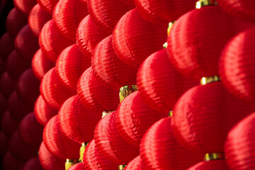 Chinese red lanterns. Red lantern decoration for Chinese New Year Festival at Chinese shrine....