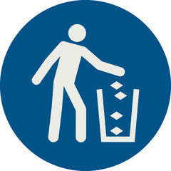 OBLIGATION SIGN PICTOGRAM, PLACE TRASH IN THE BIN ISO 7010 – M030, SVG