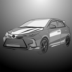 black and white car art