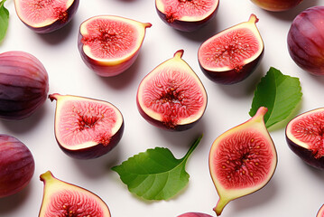 Colorful pattern of fig fruits. Flat lay, top view