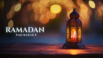 Ramadan Kareem background Ornamental Arabic lantern glowing - Ramadan Mubarak