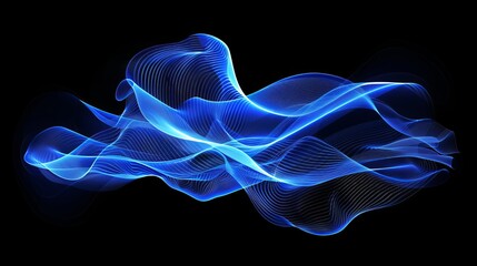 Fototapeta premium wavy line vector background of abstract lines with light source on black background, in the style of light purple and dark azure, 3d objects, futuristic art