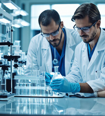 professional health care researchers working in life of medical science laboratory, technology of medicine chemistry lap experiment for hospital