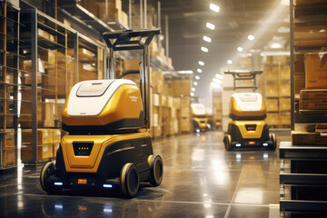 generated illustration of autonomous robot transportation in warehouses