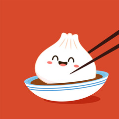 Shrimp dumplings vector. Shrimp dumplings is Chinese food. Chinese food icon.