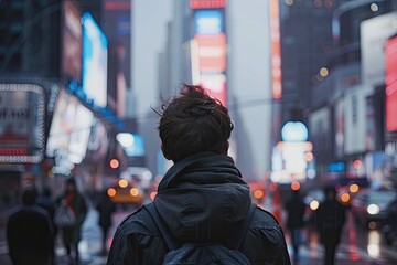 Man feeling lost in a large bustling city