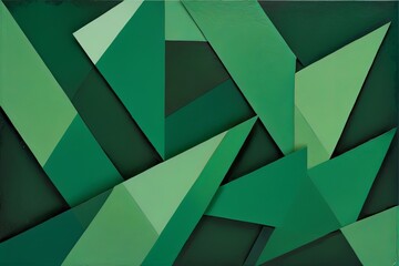Abstract Greenery: Artistic Geometric Shapes - obrazy, fototapety, plakaty