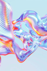 Abstract holographic 3d waves and transparent shapes flowing in space.