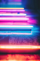 Vertical Neon lights background with vibrant colors and glowing effects.