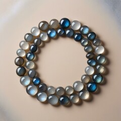 Obraz premium Light Beige Background with Gray and Blue Stone Circle Frame