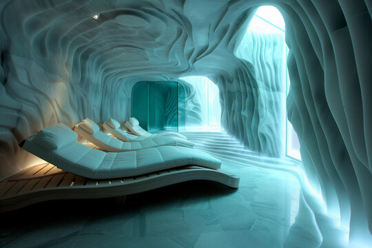 Stylish loungers for spa in the salt cave