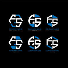 FS letter logo set design.FS monogram polygonal and circle shape vector. FS unique design.

