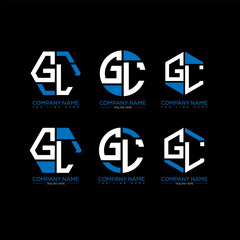 GL letter logo set design.GL monogram polygonal and circle shape vector. GL unique design.
