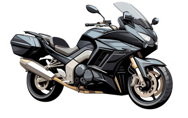Sport Touring Motorcycle Isolated on Transparent Background PNG.