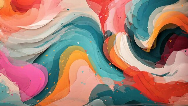water color painting wavy colorful abstract background.seamless looping 4k video animation background.	
