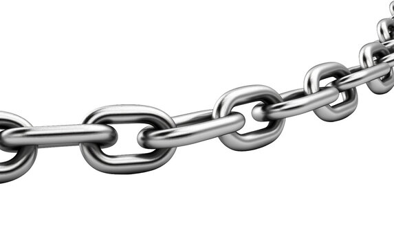 Shiny Steel Chain Links Isolated on Transparent Background PNG.