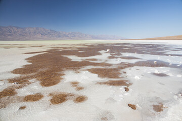 Lake Manly and salt flats at Badwater Basin in Death Valley National Park, California