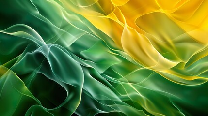 grüne und gelbe fließende Wellen in Bewegung - obrazy, fototapety, plakaty