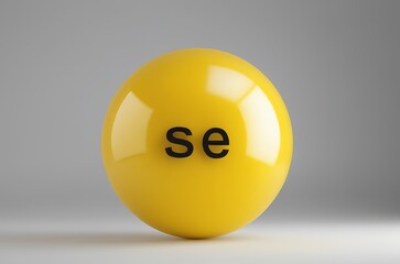 Text se on yellow sphere on white background