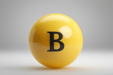 Text B on yellow sphere on white background
