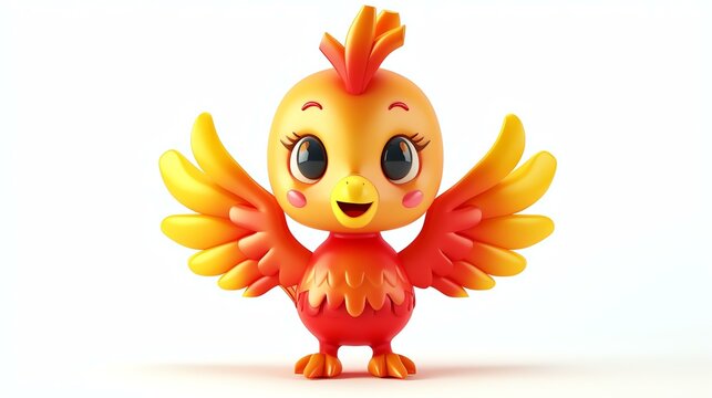 Cute and colorful cartoon phoenix. The phoenix is a mythical bird that is said to be a symbol of hope and renewal.