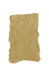 Piece of crumpled cardboard colored paper on transparent background