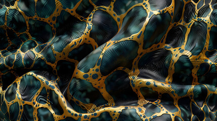 Close Up of Green and Yellow Snake Skin