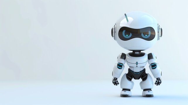 This is a cute and friendly robot. He has big, expressive eyes and a small, round body. He looks like he would be a great friend to have around.