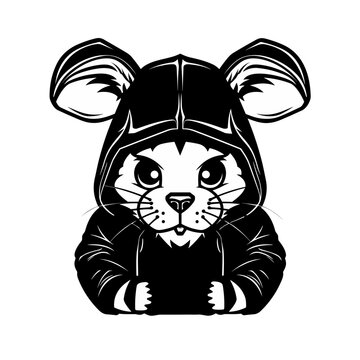 cartoon rapper rabbit stylish wearing  hoodie  vector illustration isolated transparent background logo, cut out or cutout t-shirt print design