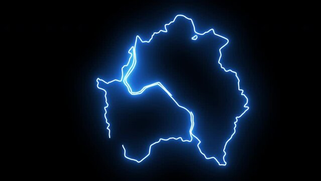 map of Anyang in south korea with glowing neon effect