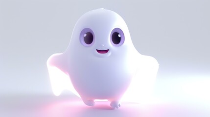 Cute and friendly ghost character. 3D rendering.