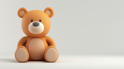 Cute and cuddly teddy bear sitting on a white background. The bear is made of soft, plush material and has a friendly expression on its face.
