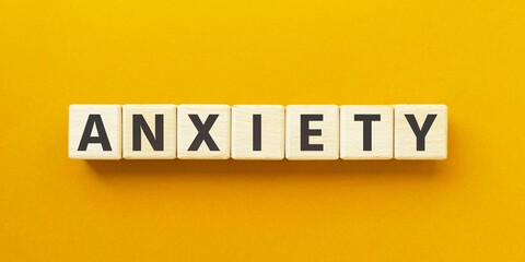 anxiety  sign made with wooden cubes