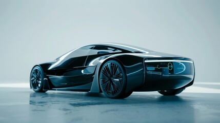 A 3D rendering of a futuristic car.
