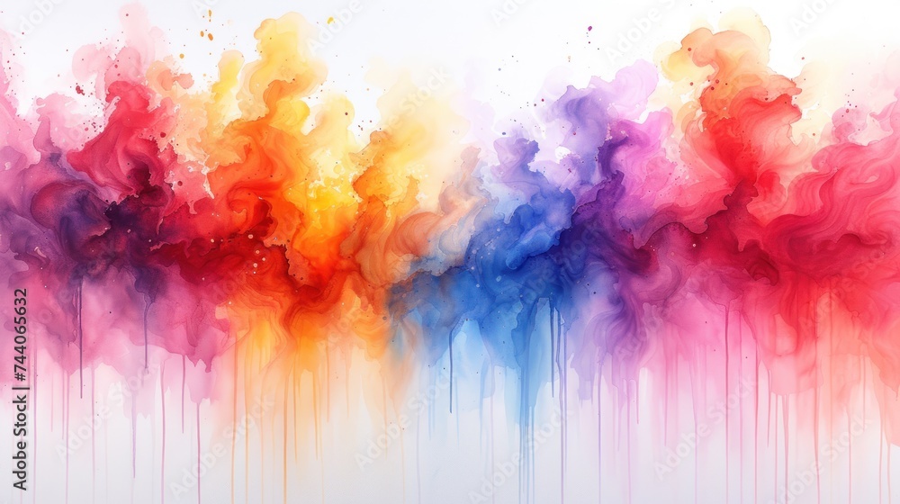 Poster an abstract painting of multicolored smoke coming out of the bottom of the image and the bottom of t