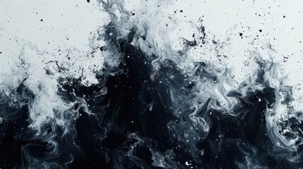  a black and white photo of water splashing on the surface of a body of water with black and white swirls on the bottom of the water and bottom of the image.