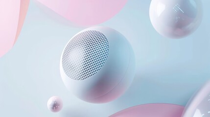 A 3D rendering of a circular speaker. 
