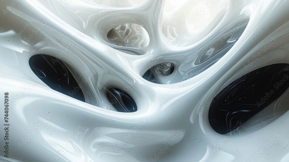 Poster a close up of a white and black object with a lot of white and black circles in the center of the im