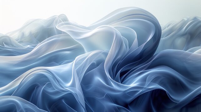  a computer generated image of a wave of blue and white fabric on a white background with a light reflection on the top of the image and bottom half of the image and bottom half of the image.