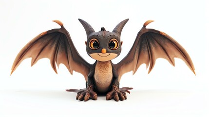 Cute and friendly cartoon dragon with big eyes and a happy expression. Perfect for children's books, games, and animations.