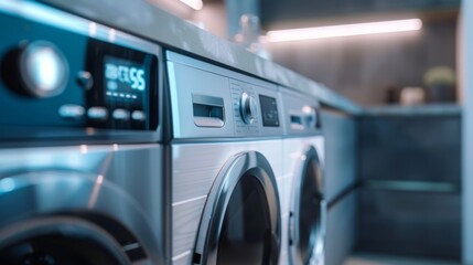 Fototapeta premium A washing machine in the laundry room.