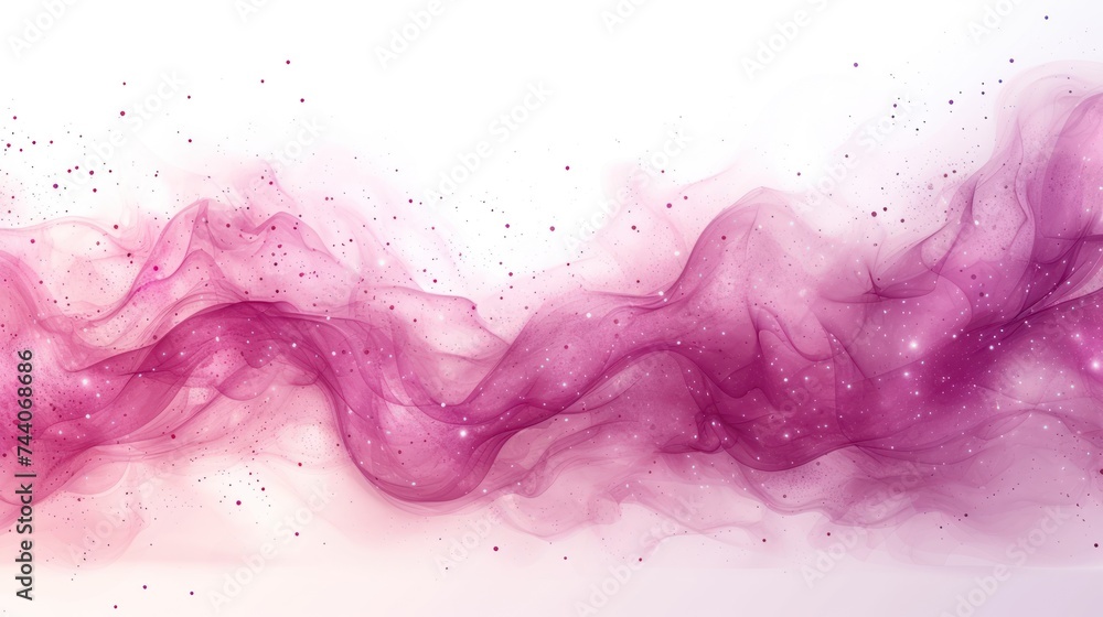 Poster a pink and white background with a lot of smoke on the bottom of the image and a lot of stars on the