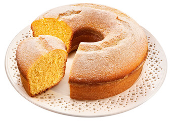 prato com bolo de milho isolado em fundo transparente