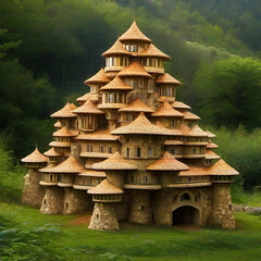 Fantasy castle made of mushrooms and mud