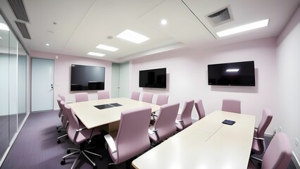 Fototapeta na wymiar Modern interior of an office conference hall