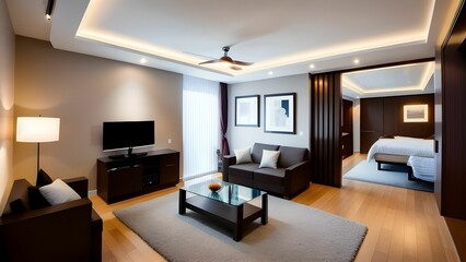 interior of an modern living room with sofa