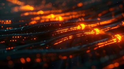 Glowing data cables transferring information background