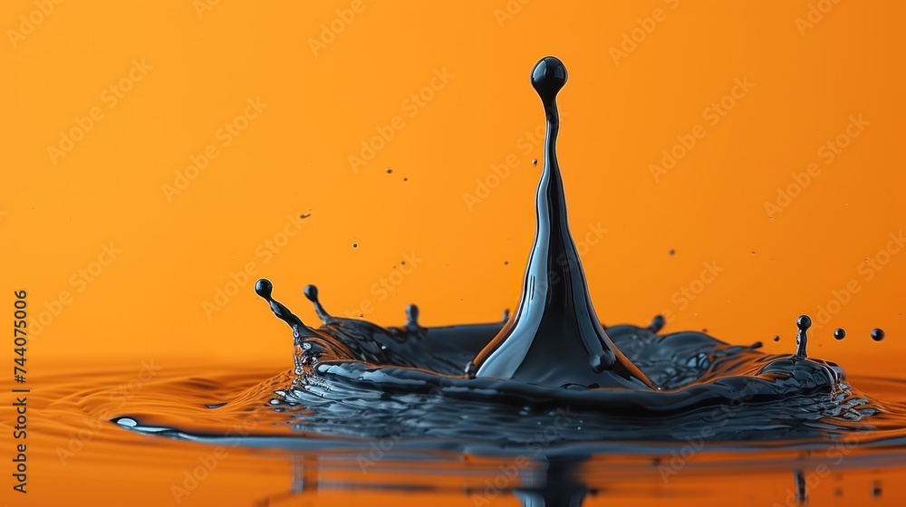 Poster a drop of water that is falling into a body of water with an orange background and a drop of water t
