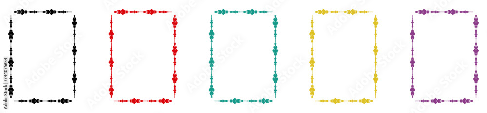Poster decorative picture rectangle outline frames set. vector photo border collection.